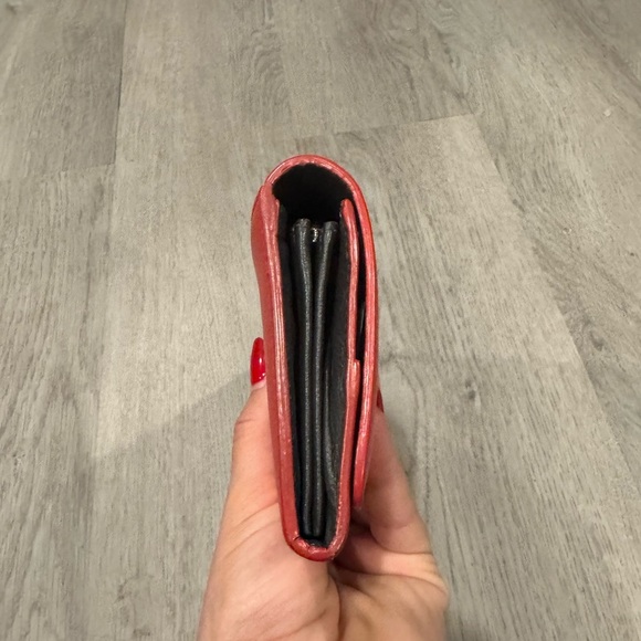 Celine Leather Vintage Bifold Long Wallet Women's - Red With Gray Interior EUC - Picture 5 of 10